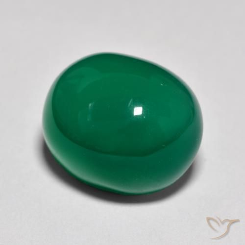 Agate Vert moyen naturelle ovale, 9.31 ct, Translucide