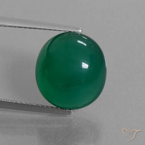 9.19ct Naturel Vert moyen Agate, ovale, Translucide, Photo A