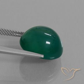 Agate Vert moyen naturelle ovale, 9.19 ct, Translucide