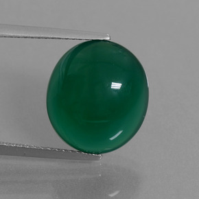 Agate Vert naturelle Coupe ovale, 9.18 ct, Translucide