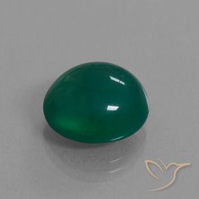 Agate Vert foncé moyen naturelle ovale, 8.59 ct, Translucide