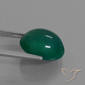Agate Vert foncé moyen naturelle ovale, 8.59 ct, Translucide
