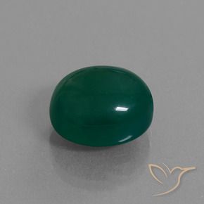 Agate Vert foncé moyen naturelle ovale, 8.38 ct, Translucide