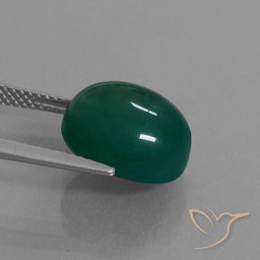 Agate Vert foncé moyen naturelle ovale, 8.38 ct, Translucide