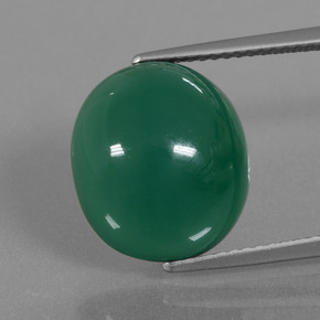 Agate vert naturelle coupe ovale, 8,22 ct, translucide