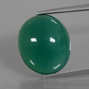 Agate vert naturelle coupe ovale, 10,07 ct, translucide