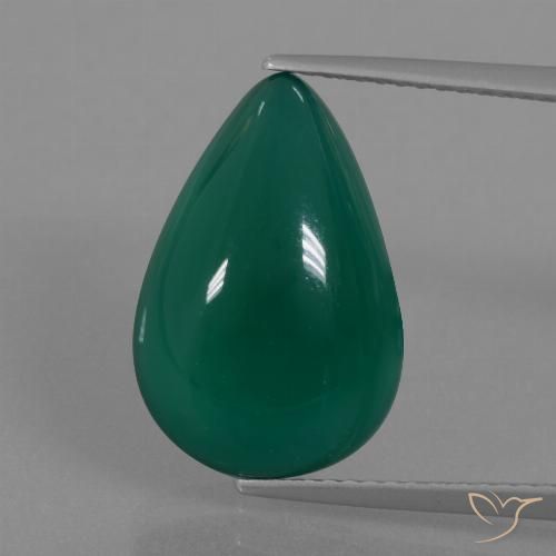 Agate Vert foncé moyen naturelle En forme de poire, 8.47 ct, Translucide