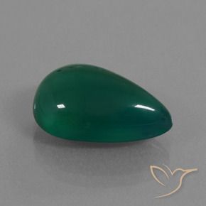 Agate Vert foncé moyen naturelle En forme de poire, 8.47 ct, Translucide