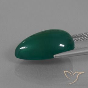 Agate Vert foncé moyen naturelle En forme de poire, 8.47 ct, Translucide