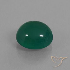 Agate Vert foncé moyen naturelle ovale, 7.87 ct, Translucide