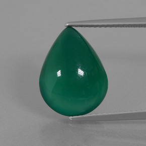 Agate vert naturelle en forme de poire, 6,75 ct, translucide