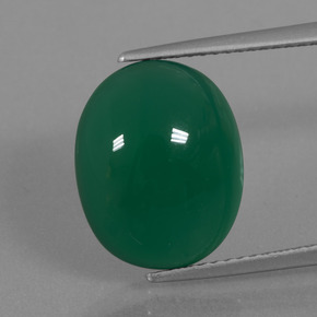 Agate vert naturelle coupe ovale, 7,34 ct, translucide