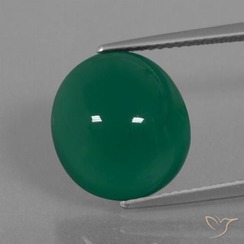 7.92ct Naturel Vert foncé moyen Agate, ovale, Translucide