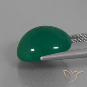 Agate Vert foncé moyen naturelle ovale, 7.92 ct, Translucide
