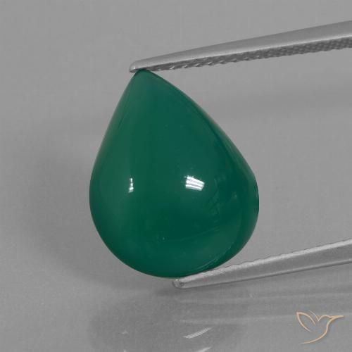 6.66ct Naturel Vert foncé moyen Agate, En forme de poire, Translucide, Photo A
