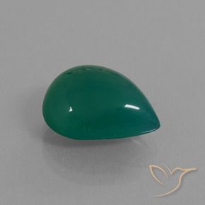 Agate Vert foncé moyen naturelle En forme de poire, 6.66 ct, Translucide