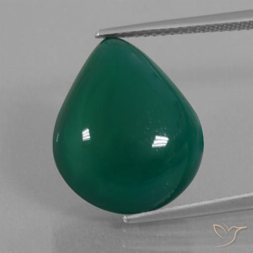 12.92ct Naturel Vert foncé moyen Agate, En forme de poire, Translucide