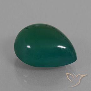 Agate Vert foncé moyen naturelle En forme de poire, 12.92 ct, Translucide