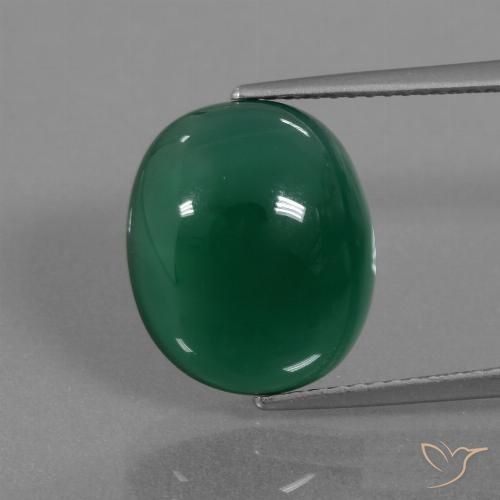 7.32ct Naturel Vert profond moyen Agate, ovale, Translucide