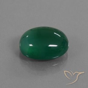 Agate Vert profond moyen naturelle ovale, 7.32 ct, Translucide