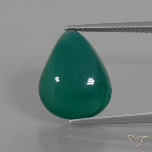 9.48ct Naturel Vert moyen Agate, En forme de poire, Translucide