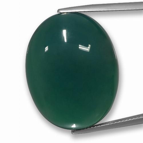 Agate Vert frais naturelle Coupe ovale, 42.52 ct, Translucide