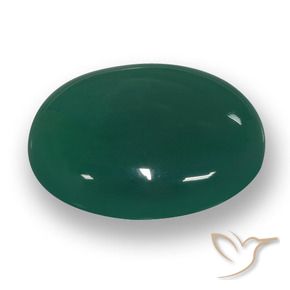 Agate Vert foncé moyen naturelle ovale, 58.42 ct, Translucide