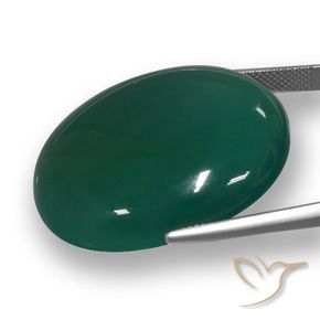 Agate Vert foncé moyen naturelle ovale, 58.42 ct, Translucide