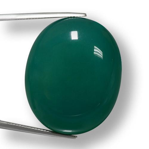 Agate vert naturelle coupe ovale, 78,98 ct, translucide