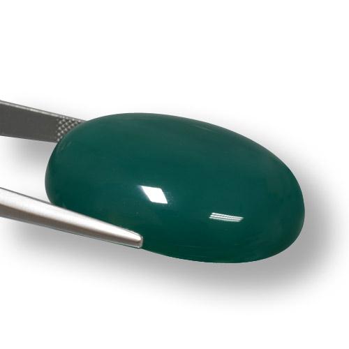 Agate vert naturelle coupe ovale, 78,98 ct, translucide