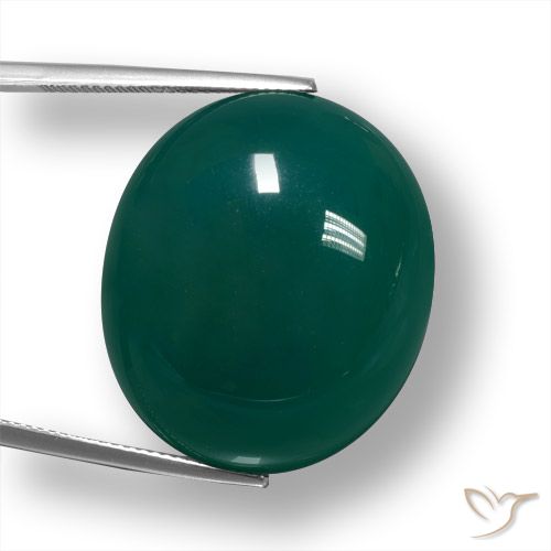 50.18ct Naturel Vert foncé Agate, ovale, Translucide