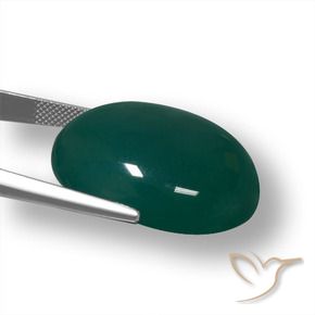 Agate Vert foncé naturelle ovale, 50.18 ct, Translucide
