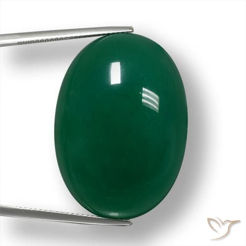 55.68ct Naturel Vert moyen Agate, ovale, Translucide