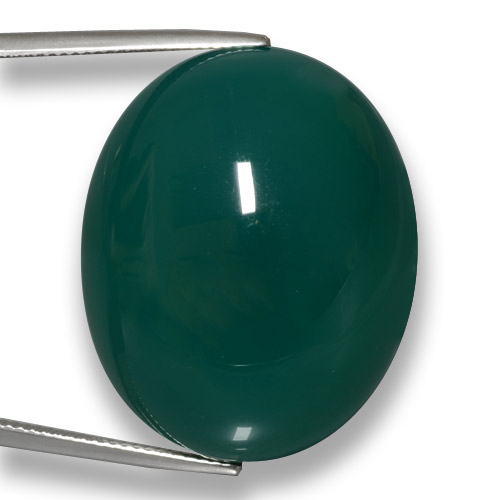 Agate vert naturelle coupe ovale, 75,23 ct, translucide