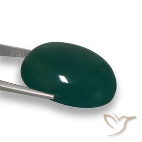 Agate Vert foncé naturelle ovale, 59.91 ct, Translucide