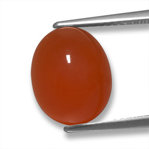 Agate Rouge-orange naturelle Coupe ovale, 4.98 ct, Translucide