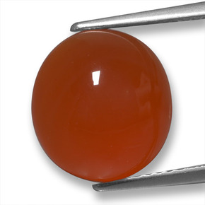 Agate Rouge-orange naturelle Coupe ovale, 5.99 ct, Translucide