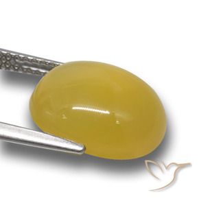Agate jaune naturelle coupe ovale, 6,30 ct, translucide