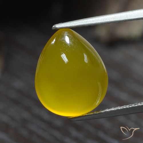 Agate Doré jaunâtre naturelle En forme de poire, 4.80 ct, Translucide