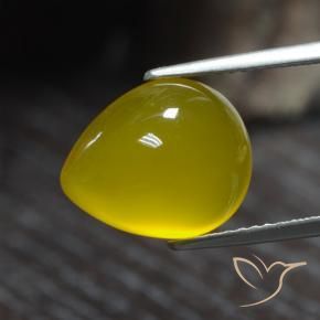 Agate Doré jaunâtre naturelle En forme de poire, 4.80 ct, Translucide