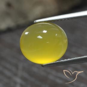 Agate Bourdon jaune naturelle ovale, 4.39 ct, Translucide