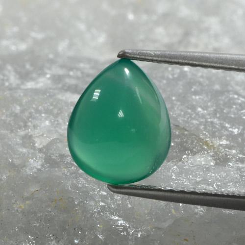 Agate vert naturelle en forme de poire, 1,97 ct, translucide