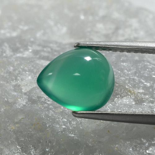 Agate vert naturelle en forme de poire, 1,97 ct, translucide
