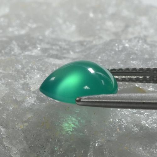 Agate vert naturelle en forme de poire, 1,97 ct, translucide