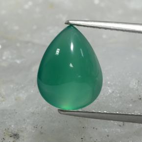 Agate vert naturelle en forme de poire, 3,74 ct, translucide