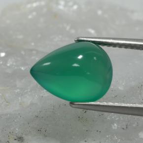 Agate vert naturelle en forme de poire, 3,74 ct, translucide