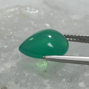 Agate vert naturelle en forme de poire, 3,74 ct, translucide