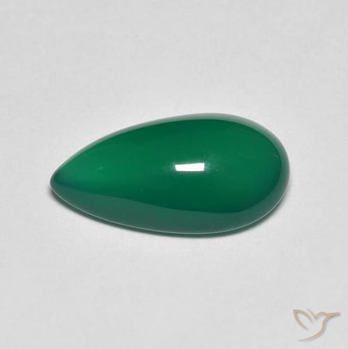 Agate Vert foncé moyen naturelle En forme de poire, 3.75 ct, Translucide