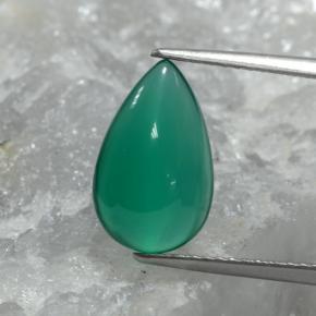 Agate vert naturelle en forme de poire, 2,74 ct, translucide
