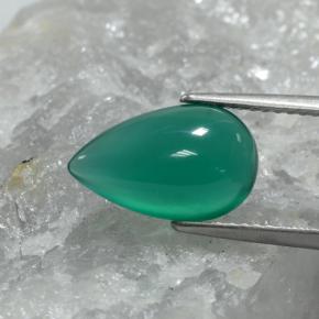 Agate vert naturelle en forme de poire, 2,74 ct, translucide